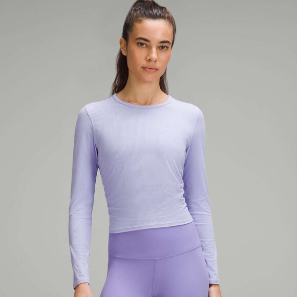 lululemon athletica Tops - Lululemon All It Takes Ribbed Nulu Long-Sleeve Lilac Smoke Sz 6-8